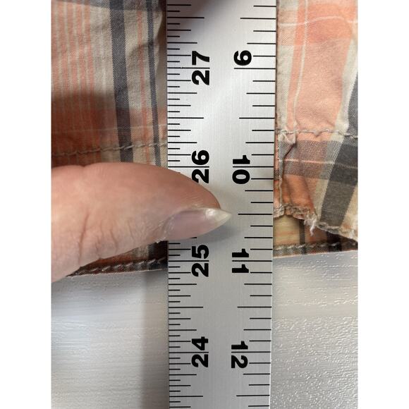 Mossimo Supply Co Shorts Womens Size 9 Tan Orange Gray Plaid Chino Zip Fly Beach - Picture 6 of 10